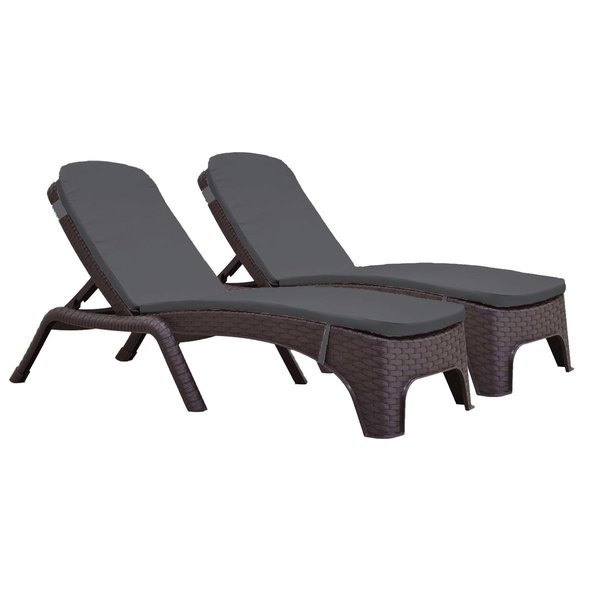 Rainbow Outdoor Roma Set of 2 Chaise Lounger w/cushion-Brown RBO-ROMA-BRW-2CL-CUSH